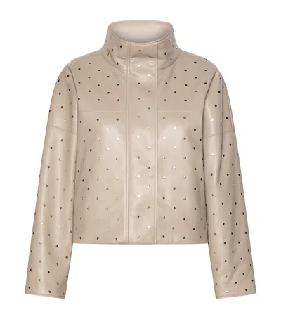 Marella Faux Leather Studded Jacket In Neutral