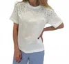 Marella Feluca Cotton Tee With Crystals In Optical White In White