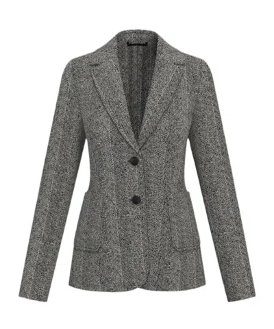 Marella Feminine Basketweave Jacket In Gray