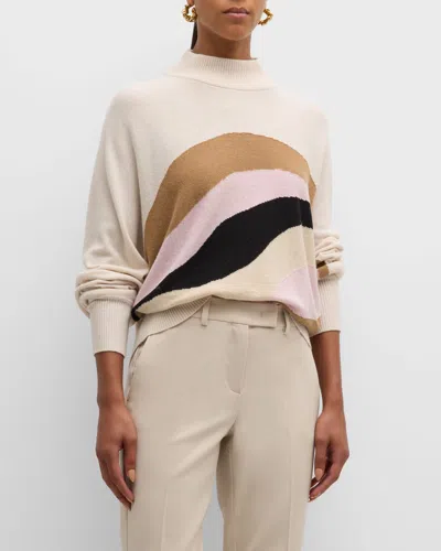 Marella Finito Colorblock Mock-neck Sweater In Pink