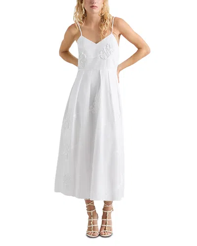Marella Fiore Embroidered Cotton Poplin Dress In White
