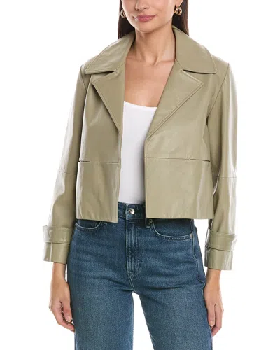 Marella Fiorina Leather Jacket In Green