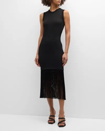Marella Fiver Knit Fringe-hem Midi Dress In Black