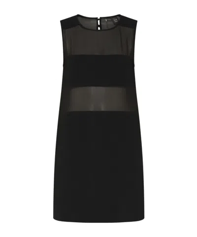 Marella Flared Bi-material Dress - Black
