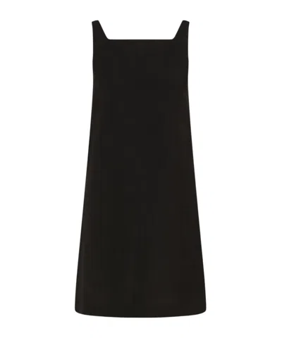 MARELLA FLARED COTTON AND LINEN DRESS - BLACK