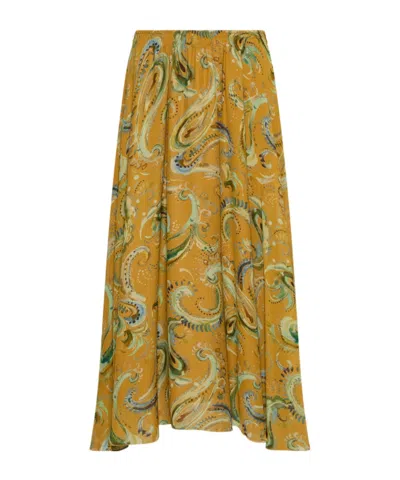 Marella Flared Crepon Skirt - Cognac In Multi