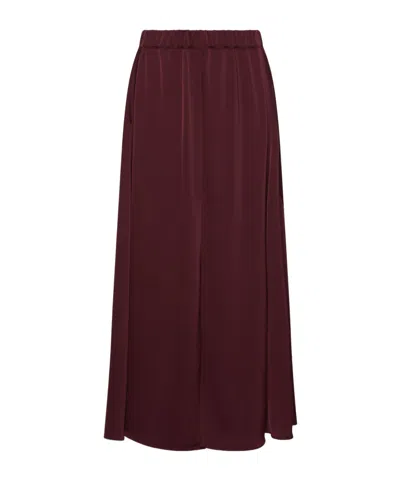 Marella Flared Satin Skirt In Burgundy