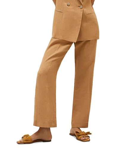 Marella Flax Linen Falco Pants In Tobacco Brown