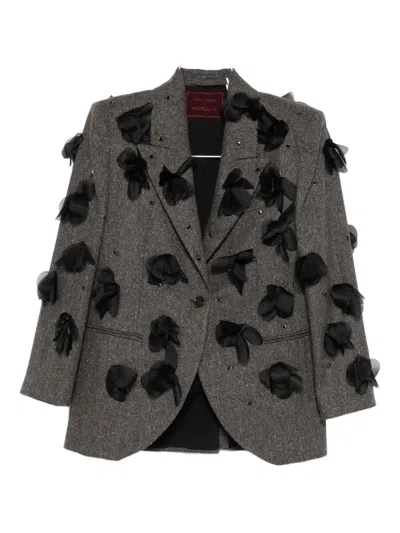 Marella Floral-appliqué Blazer In Gray