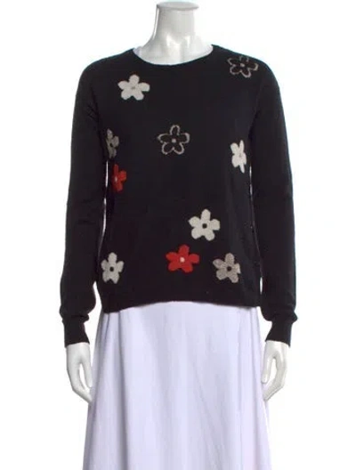 Pre-owned Marella Floral Print Crew Neck Sweater In Black