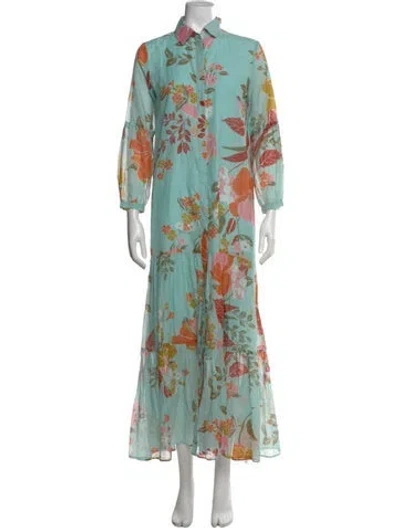 Pre-owned Marella Floral Print Long Dress In Green