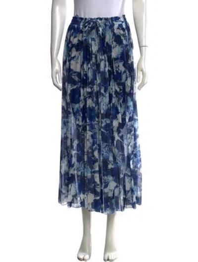Pre-owned Marella Floral Print Long Skirt In Blue