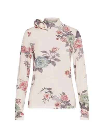 Marella Floral-print Long-sleeve Top In Neutral