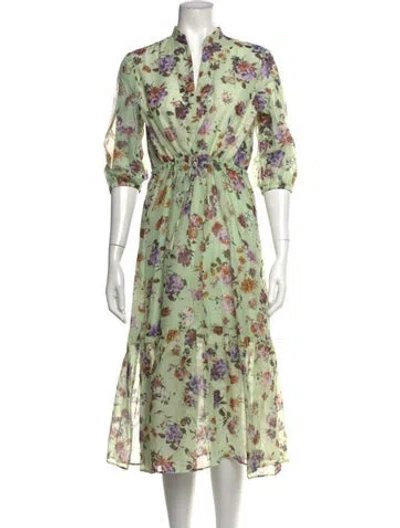 Pre-owned Marella Floral Print Midi Length Dress In Green