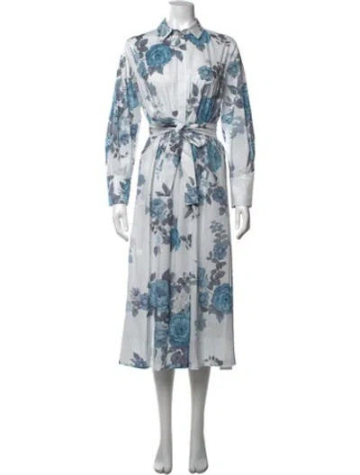 Pre-owned Marella Floral Print Midi Length Dress W/ Tags In Blue