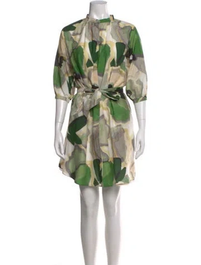 Pre-owned Marella Floral Print Mini Dress In Green