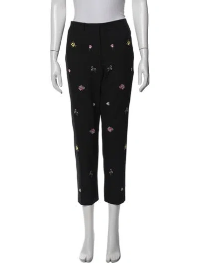 Pre-owned Marella Floral Print Straight Leg Pants In Black