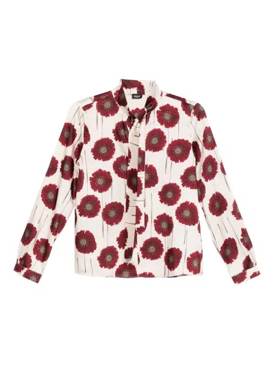 Marella Floral-print Tie-neck Shirt In Neutral