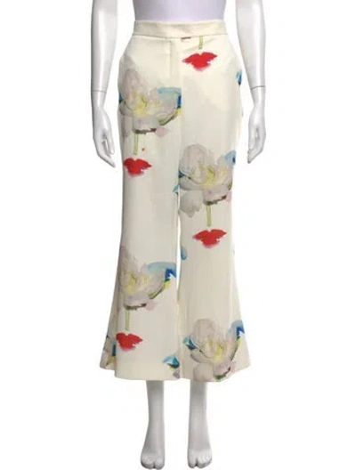 Pre-owned Marella Floral Print Wide Leg Pants In Neutrals