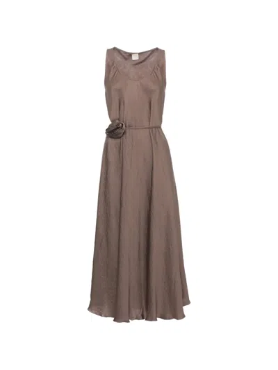 Marella Floral-detail Sleeveless Midi Dress In Brown