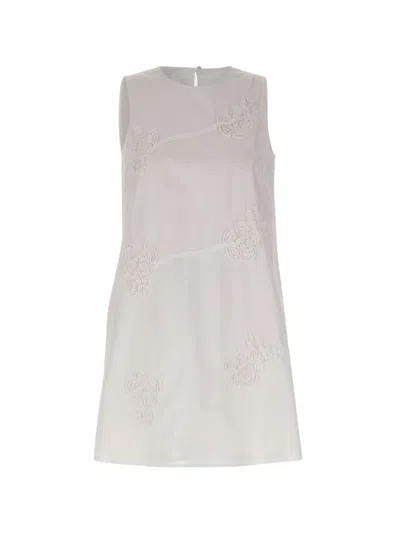 Marella Floral-embroidered Mini Dress In White