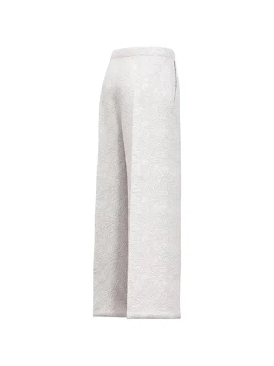 Marella Floral-embroidered Wide-leg Trousers In White