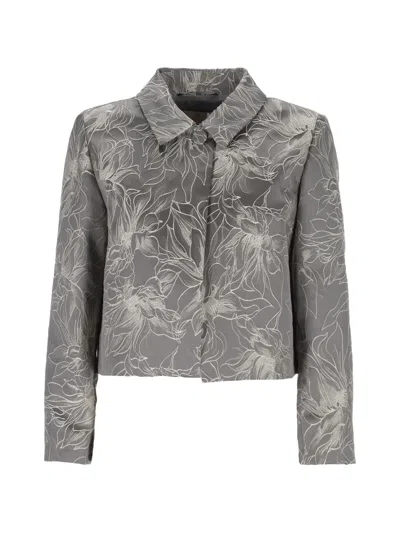 Marella Floral-jacquard Cropped Jacket In Multi