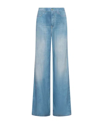 Marella Flowing Viscose-blend 5-pocket Trousers In Blue