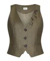Marella Fluid Twill Gilet In Brown