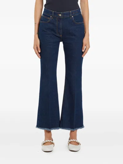Marella Frayed Bell-bottom Jeans In Blue