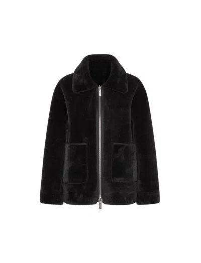Marella Reversible Faux-fur Coat In Black
