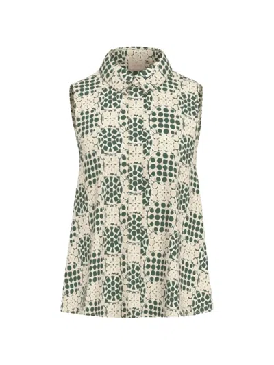 Marella Geometric-print Sleeveless Shirt In Neutral