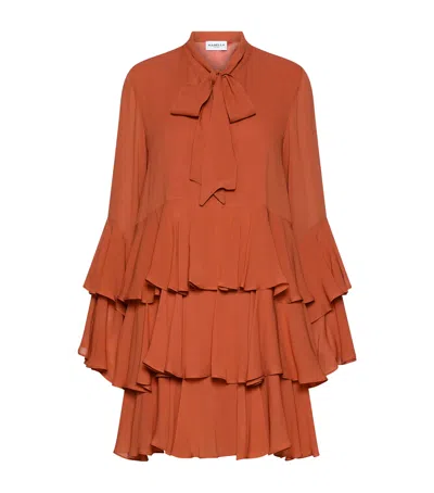 Marella Georgette Flounced Mini Dress In Orange