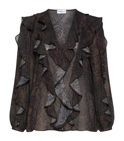 Marella Georgette Snake Print Blouse In Brown