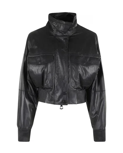 Marella Button Lambskin Jacket In Black