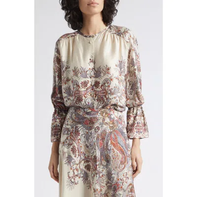 Marella Girino Paisley Print Viscose Shirt In Neutral
