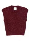 Marella Glitter-embellished V-neck Knitted Top In Red