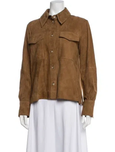 Pre-owned Marella Goat Leather Jacket W/ Tags In Brown