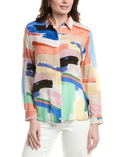 Marella Goccia Abstract-print Button-down Silk Blouse In White