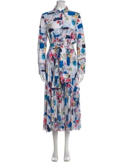 Pre-owned Marella Graphic Print Midi Length Dress In Blue