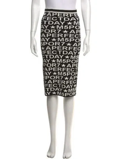 Pre-owned Marella Graphic Print Midi Length Skirt In Black/white