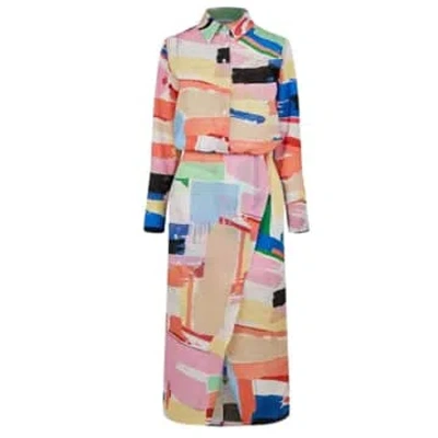Marella Graphic Silky Shirt Dress In Pink