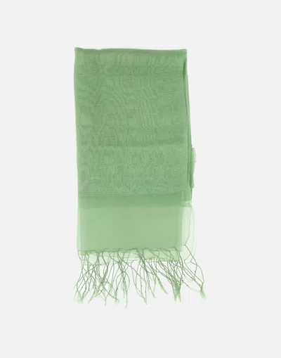 Marella Green Silk Blend Fringed Stole