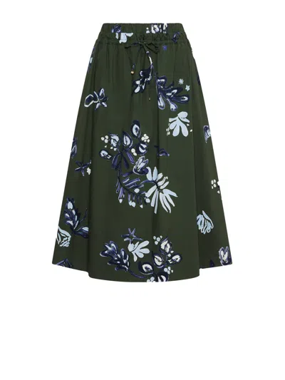 Marella Green Skirt With Floral Pattern In Black