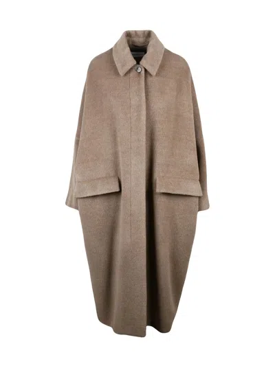 Marella Grey Alpaca-wool Icam Coat In Brown