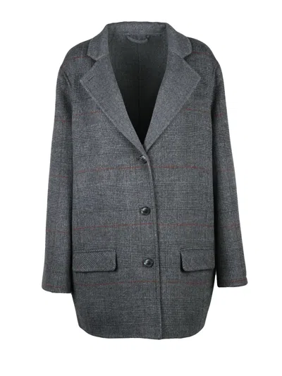 Marella Grey Virgin Wool Coat In Gray