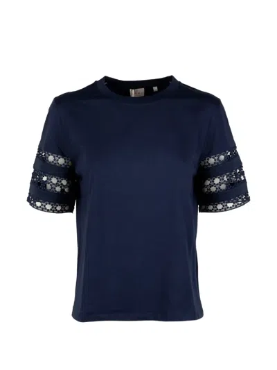Marella Guipure-lace-insert T-shirt In Blue