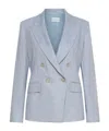 Marella Herringbone Linen-blend Blazer In Blue