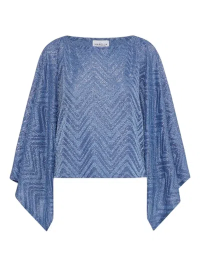 Marella Herringbone-patterned Lurex Blouse In Burgundy