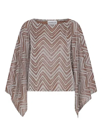 Marella Herringbone-patterned Lurex Blouse In Multi